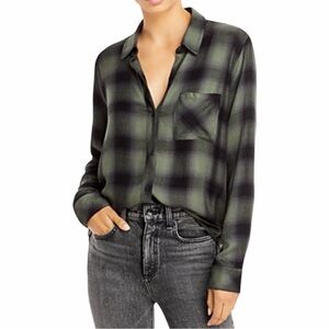 Rails Hunter Plaid Button Up Shirt Moss Ash Green Women's Size Small